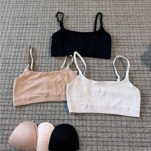 Aerie Black, Tan, and White Bralette Set